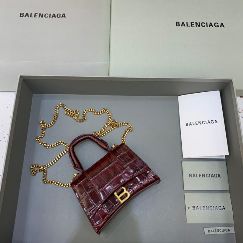 Balenciaga Bags 664676 Crocodile pattern gold buckle with jujube red